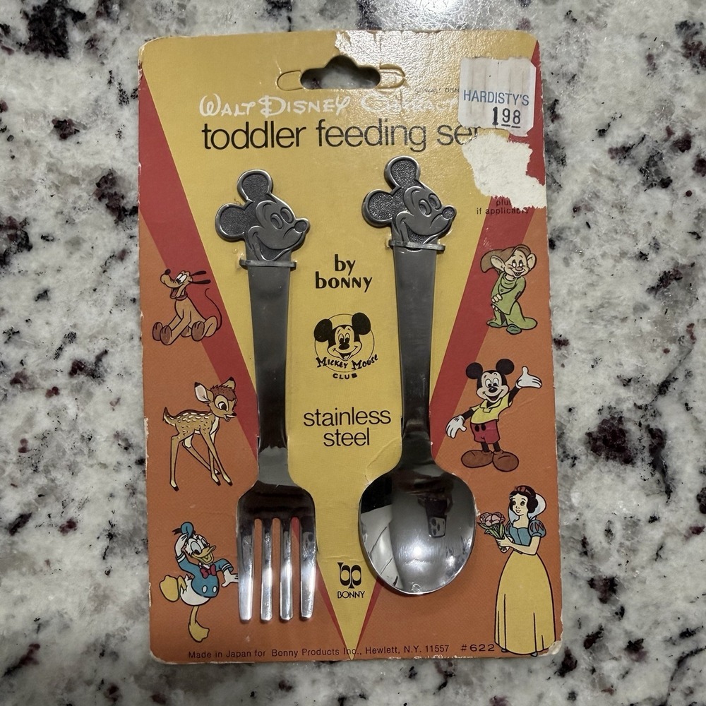 Walt Disney Mickey Mouse Bonny Stainless Steel Toddler Feeding Set #622 Vintage